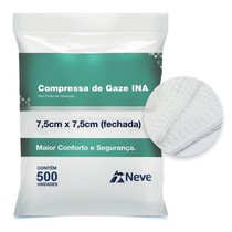 Compressa de Gaze 9 Fios Safe Croche Ina 7,5X7,5Cm - Neve