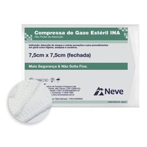 Compressa de Gaze Estéril 13 Fios Safe Croche Ina 7,5 x 7,5cm - Neve Medical