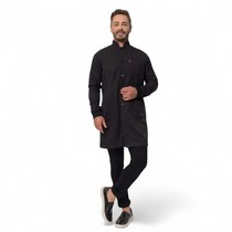 Jaleco Masculino Gabardine Manga Longa com Botão Manoel Preto M - Dana Jalecos