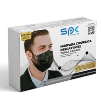 Máscara Descartável Tripla com Clipe Nasal Preta 50unid. - SP Protection