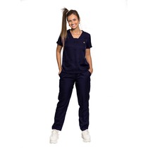 Pijama Scrub Cirúrgico Feminino Gabardine Tradicional Azul G - Dana Jalecos