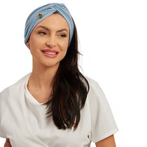 Faixa de Cabelo Turbante Lurex Azul Bebê - Dana Jalecos