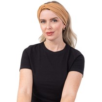 Touca Turbante Lurex Camel Dourado - Dana Jalecos