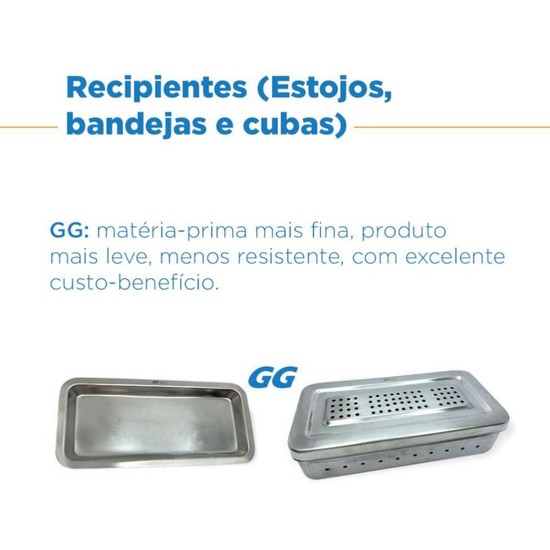 Bandeja para Esterilização Inox Lisa Autoclavável 22x17x1,5cm 12