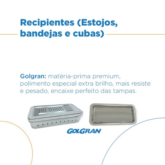 Bandeja de Inox Lisa para Esterilização 30x20x4cm - Golgran
