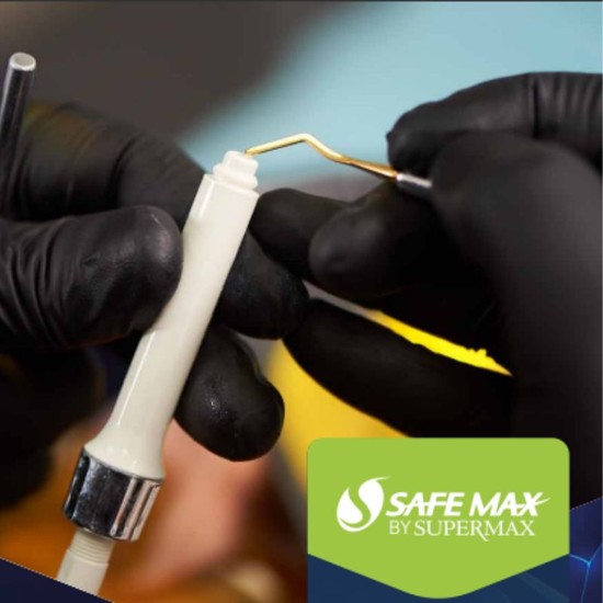 Luva Nitrílica Preta Sem Pó Safemax 100 Unidades