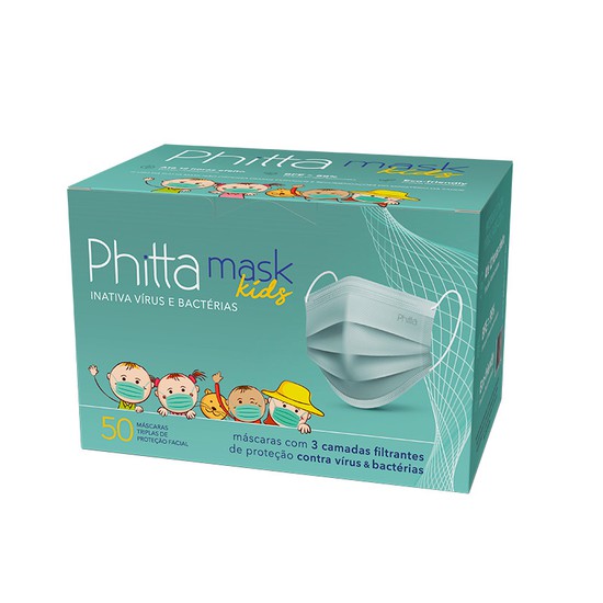 Máscara Cirúrgica Descartável Tripla Antiviral Phitta Mask Infantil